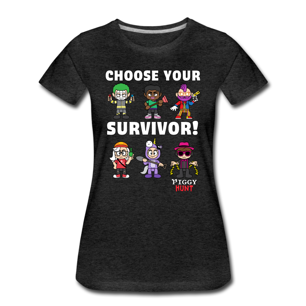 PIGGY: Hunt - Which Survivor? T-Shirt (Womens) - charcoal gray