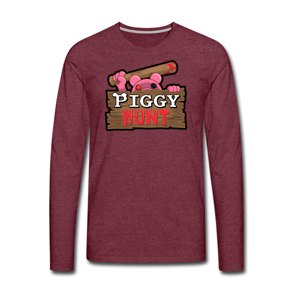 PIGGY: Hunt Logo Long-Sleeve T-Shirt (Mens) - heather burgundy
