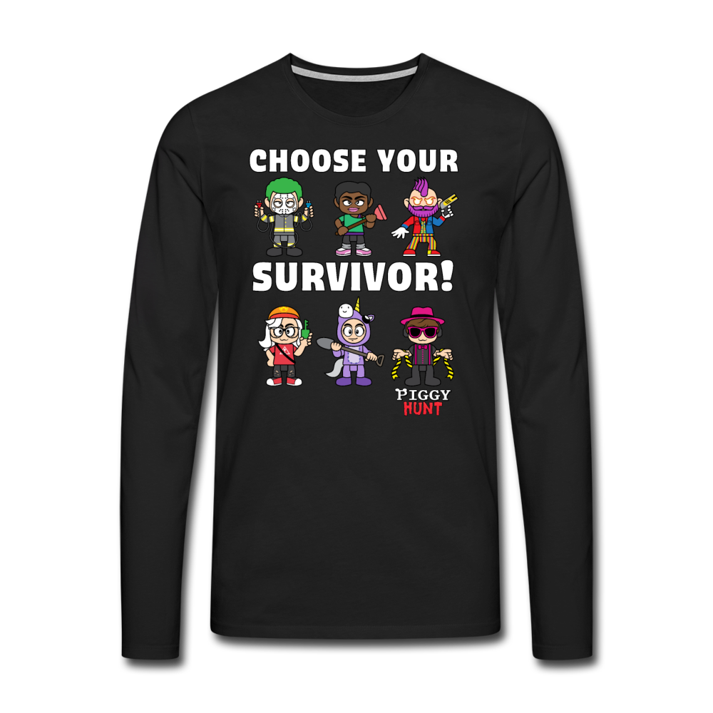 PIGGY: Hunt - Which Survivor? Long-Sleeve T-Shirt (Mens) - black