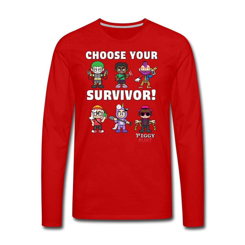 PIGGY: Hunt - Which Survivor? Long-Sleeve T-Shirt (Mens) - red