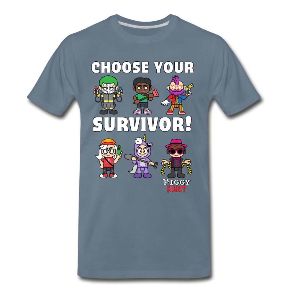 PIGGY: Hunt - Which Survivor? T-Shirt (Mens) - steel blue