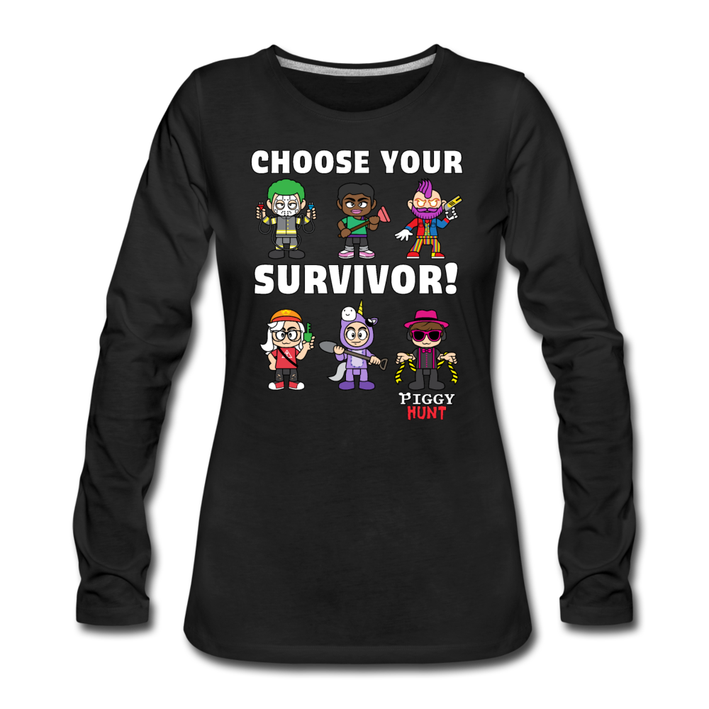 PIGGY: Hunt - Which Survivor? Long-Sleeve T-Shirt (Womens) - black