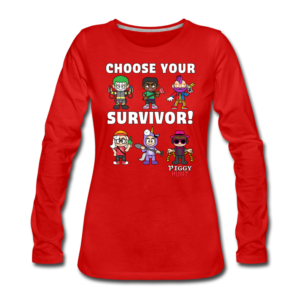 PIGGY: Hunt - Which Survivor? Long-Sleeve T-Shirt (Womens) - red