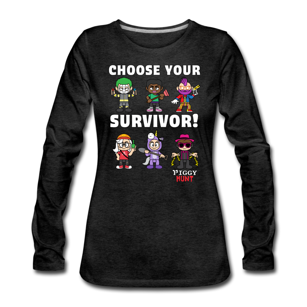 PIGGY: Hunt - Which Survivor? Long-Sleeve T-Shirt (Womens) - charcoal gray