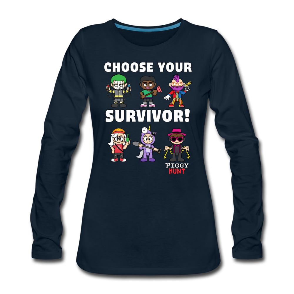 PIGGY: Hunt - Which Survivor? Long-Sleeve T-Shirt (Womens) - deep navy