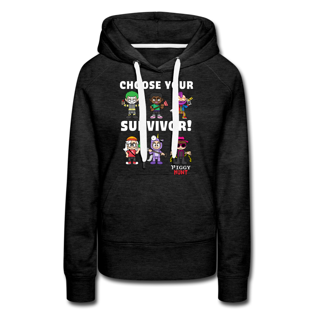 PIGGY: Hunt - Which Survivor? Hoodie (Womens) - charcoal gray