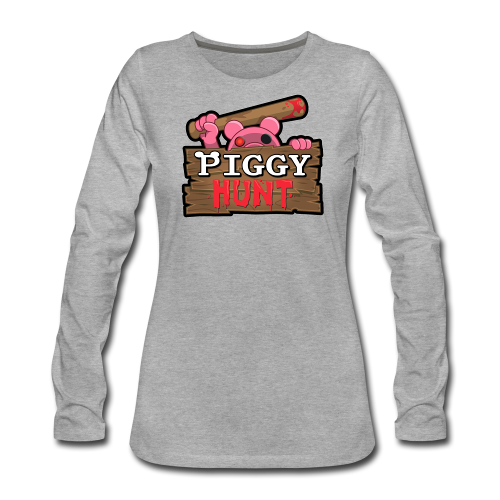 PIGGY: Hunt Logo Long-Sleeve T-Shirt (Womens) - heather gray
