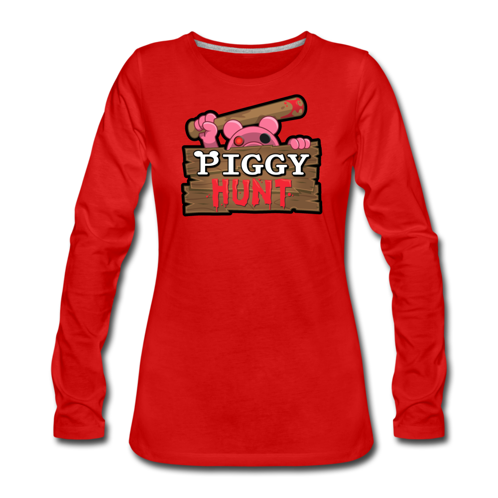 PIGGY: Hunt Logo Long-Sleeve T-Shirt (Womens) - red
