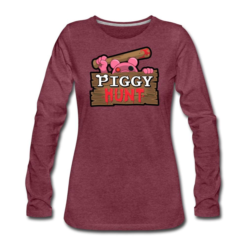 PIGGY: Hunt Logo Long-Sleeve T-Shirt (Womens) - heather burgundy
