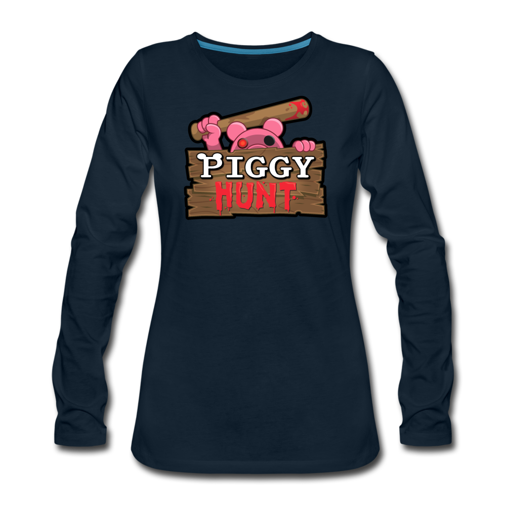PIGGY: Hunt Logo Long-Sleeve T-Shirt (Womens) - deep navy